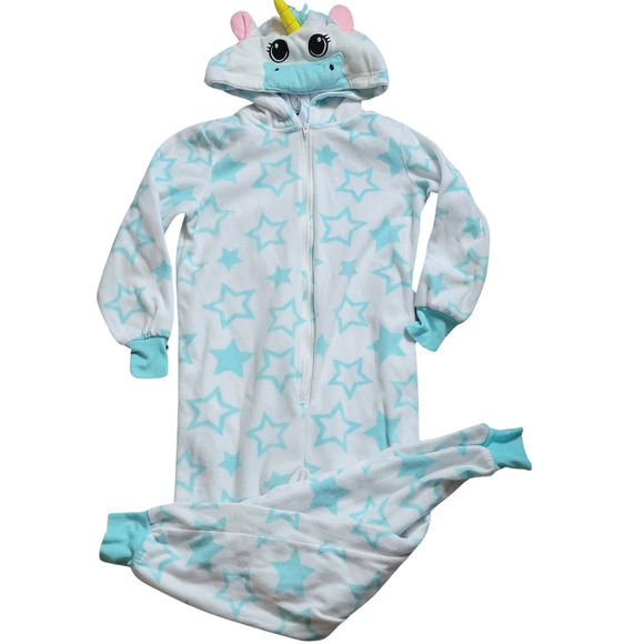 Kids Unicorn and Stars Hooded Costume Pajama Sz S 6x - Picture 1 of 3